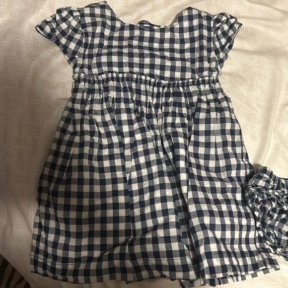 Gymboree Navy & White Gingham Dress & Bloomers - 6-12 months - Picture 2 of 6